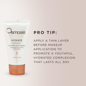 OSMOSIS moisturizer on bathroom shelf in lifestyle setting highlighting daily routine use