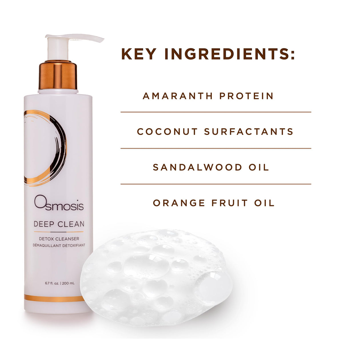 OSMOSIS product in use on face and neck demonstrating effective cleansing