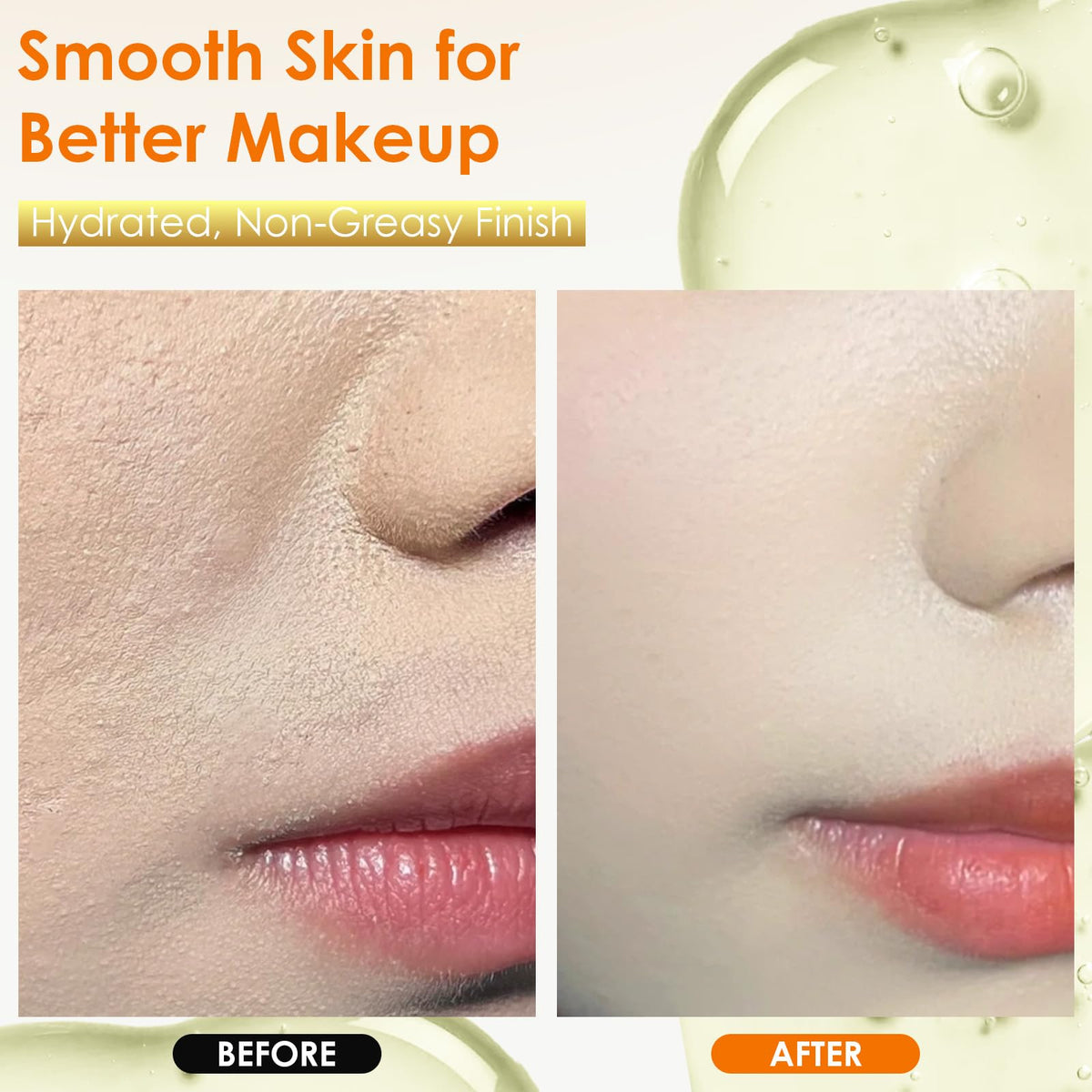 Ossjds serum applied to cheek, shows smoothing and glow benefit