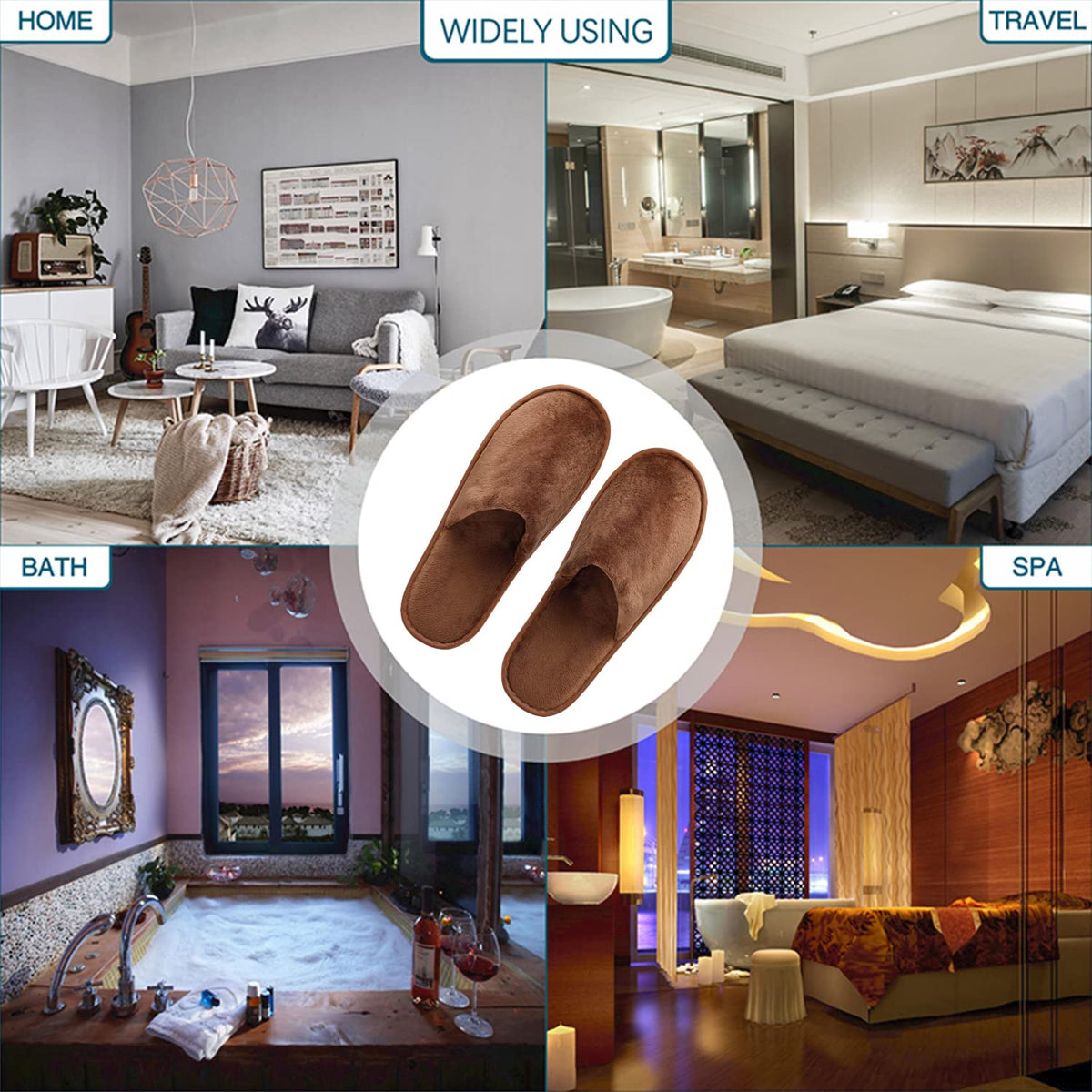 OSTADARRA slippers in travel setting showing convenience for guests
