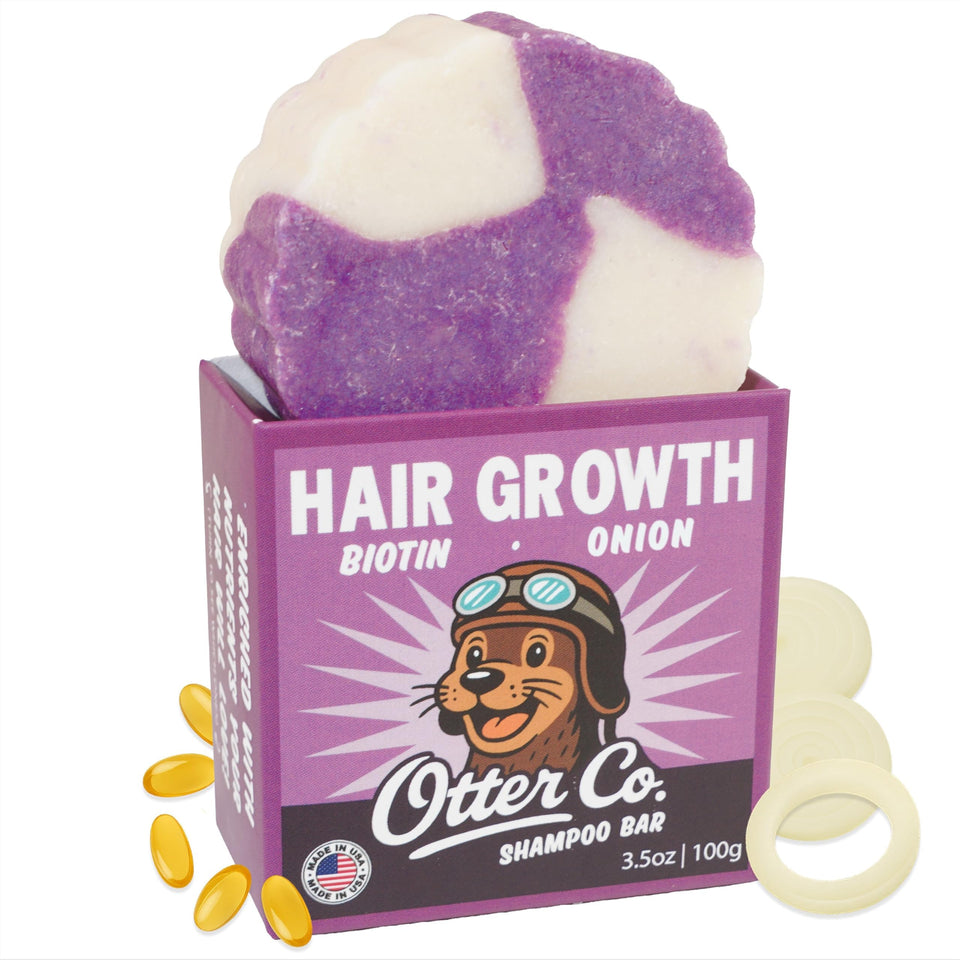 Otter Co front packaging showing shampoo bar and benefit of zero-plastic