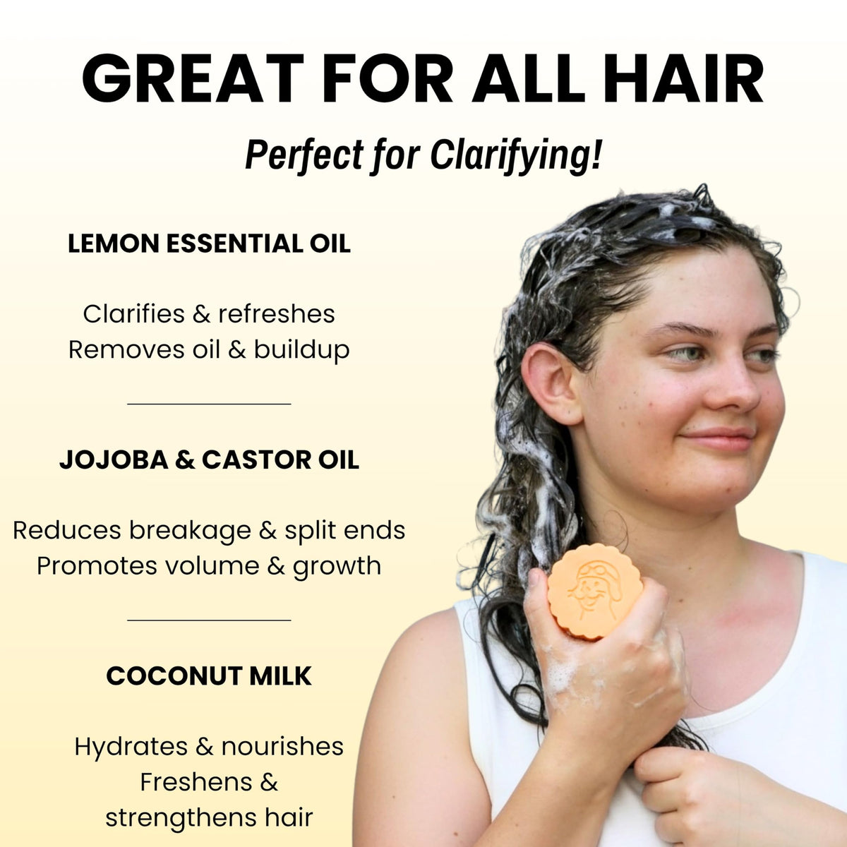 Otter co bar in hand applying to wet hair to show easy, waste-free use