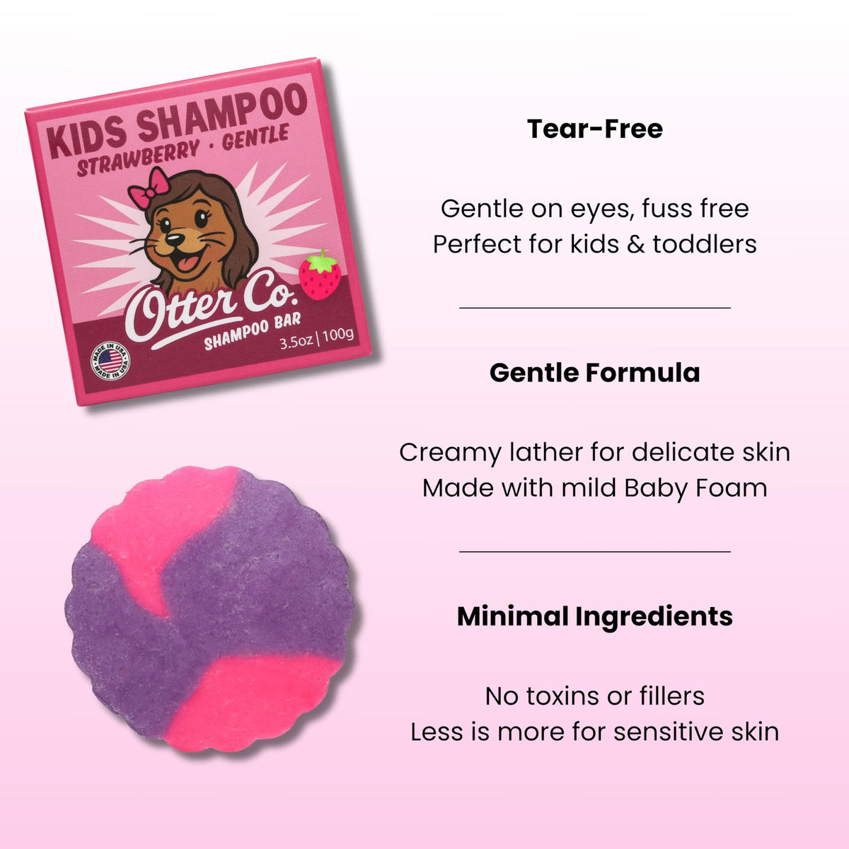 Otter Co. close-up of shampoo bar texture highlighting creamy hydration