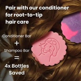 Otter Co. shampoo bar beside toy showing compact travel-friendly size