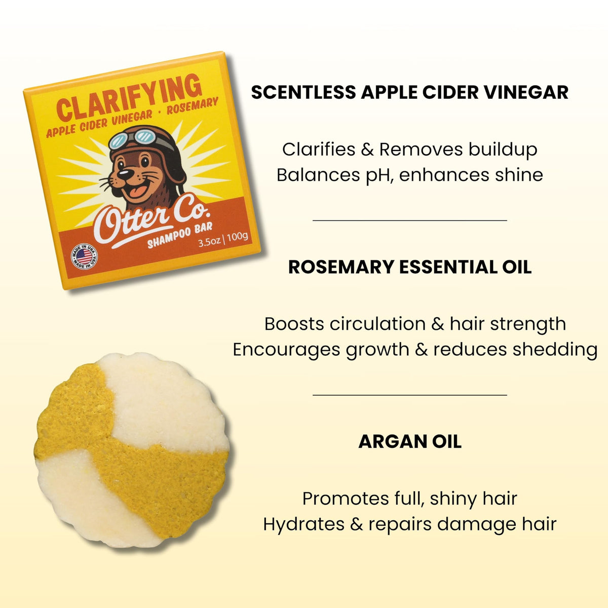 Otter co. close-up bar texture highlighting apple cider vinegar benefit for cleansing