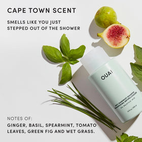 OUAI 10 fl oz bottle beside common items to show size and portability