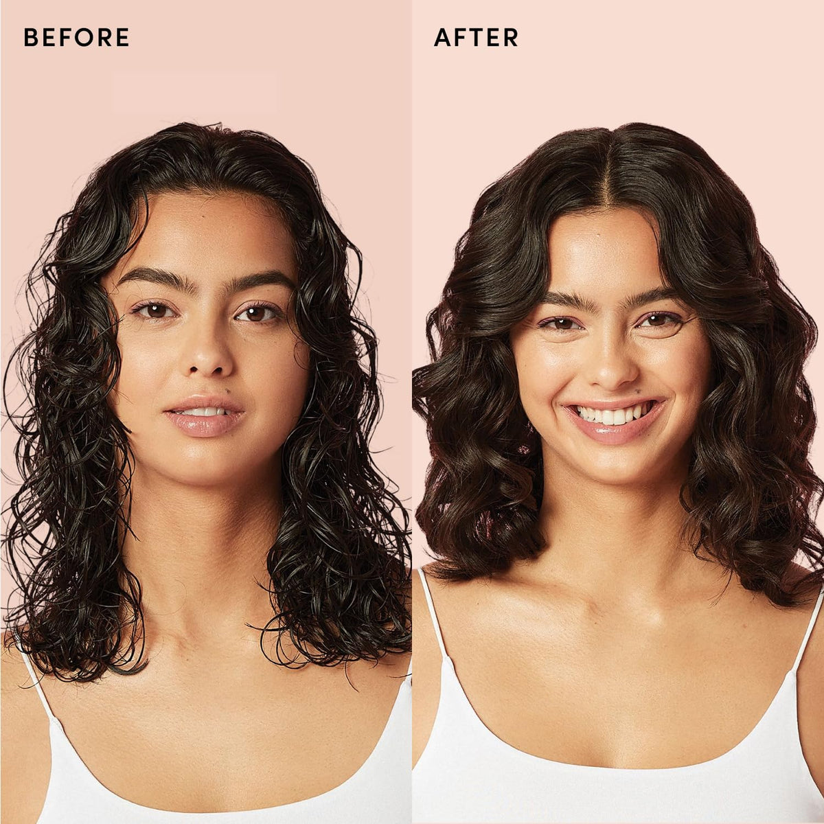 OUAI applying cream to hair ends reduces frizz and adds visible softness