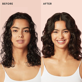 OUAI applying cream to hair ends reduces frizz and adds visible softness