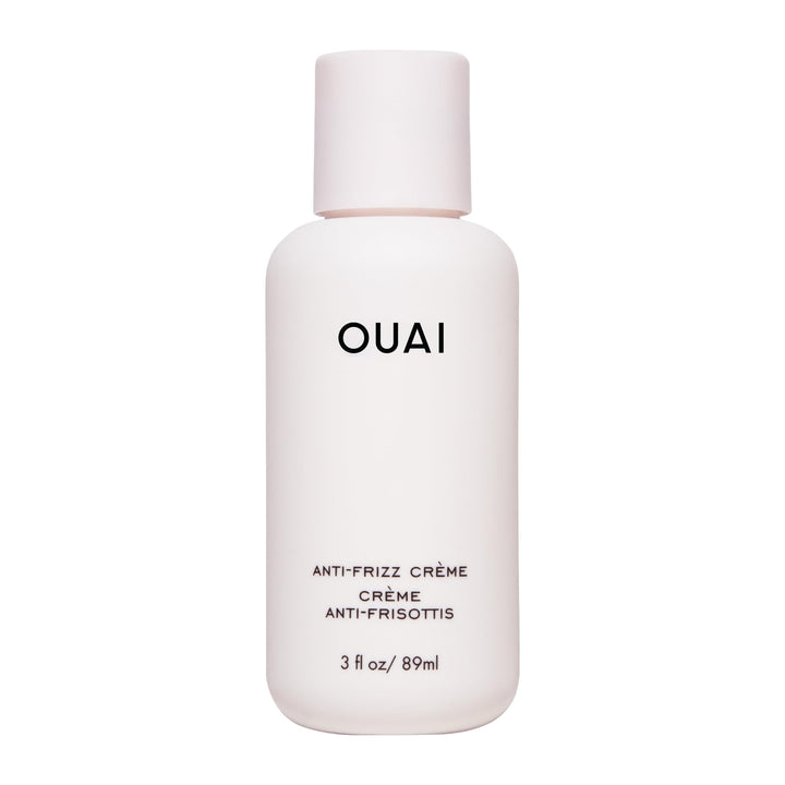 OUAI front packaging of travel anti frizz cream showing compact 3 oz convenience