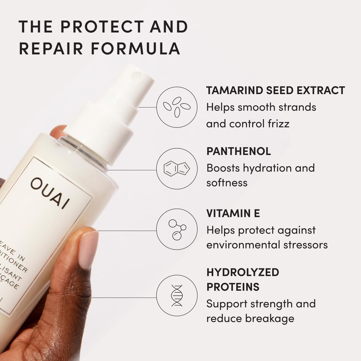 OUAI before and after detangle comparing knotted versus combable hair