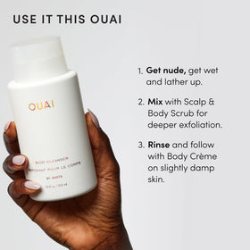 OUAI ingredients display with jojoba and rosehip, nourishing botanical benefits