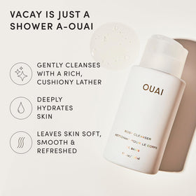 OUAI bottle pump dispensing cleanser, fast application and easy dosing