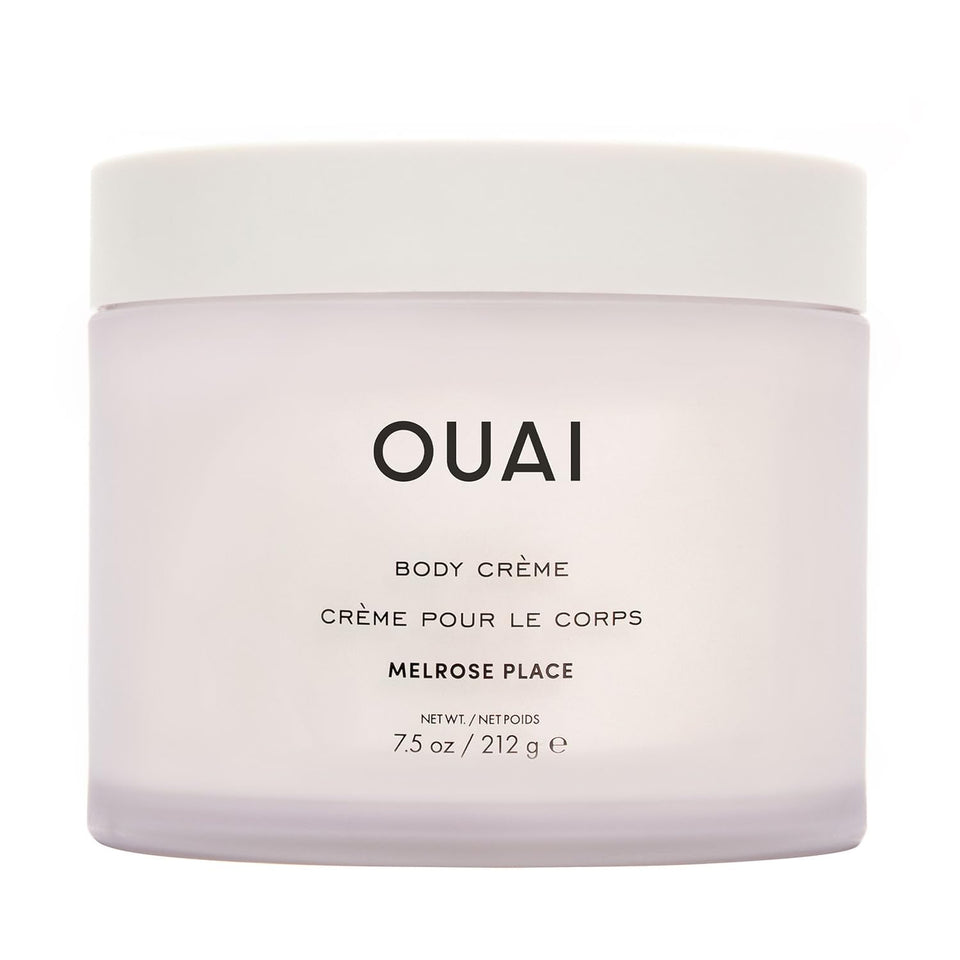 OUAI Melrose Place jar front view showing label and packaging benefit elegant hydration