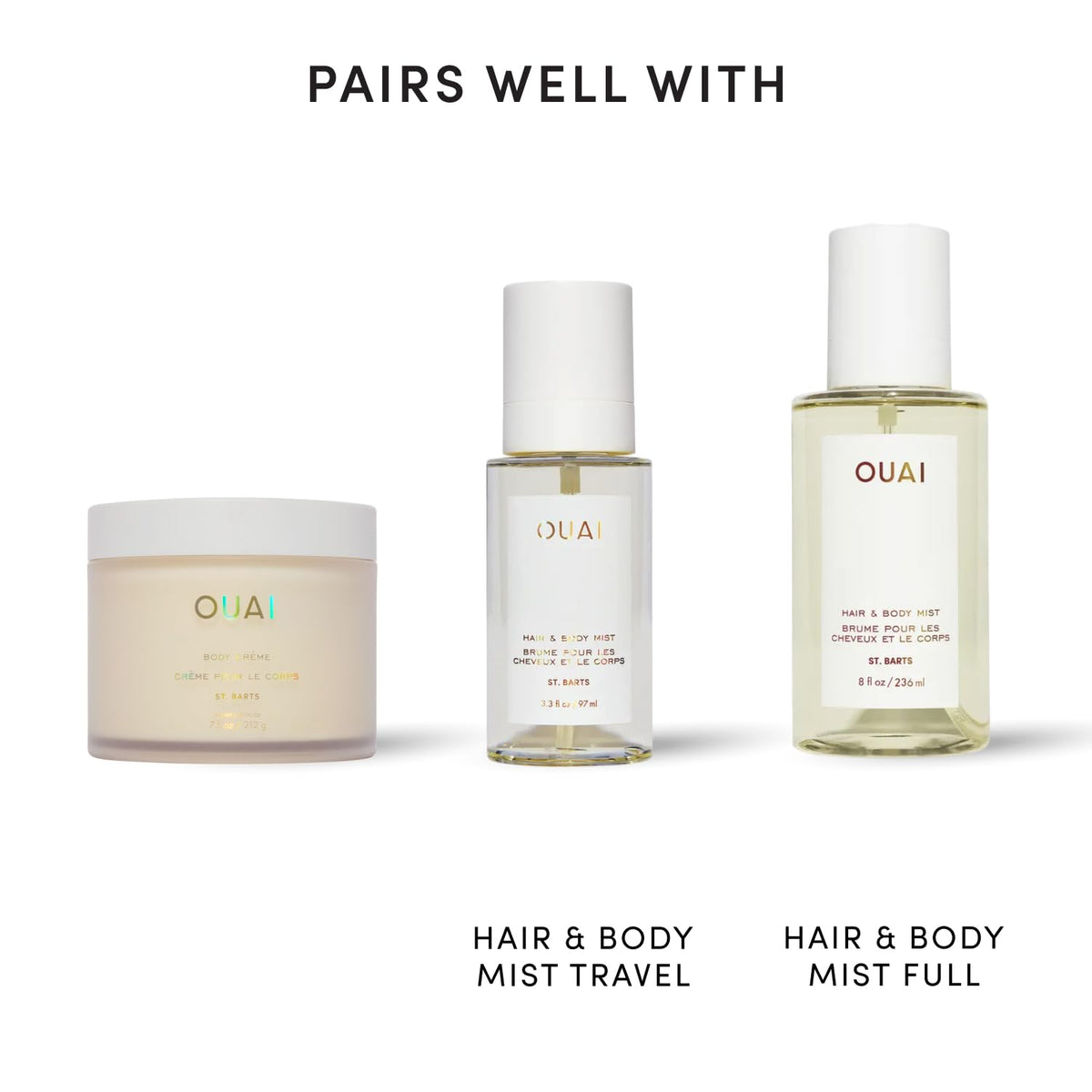 OUAI label detail St. Barts highlighting brand and scent recognition benefit
