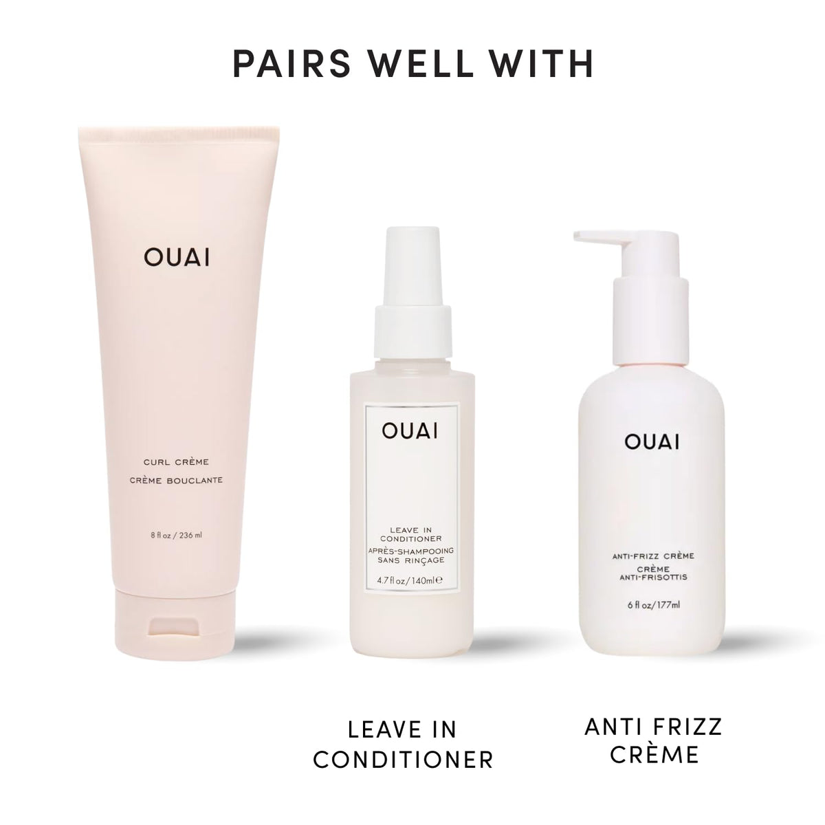 OUAI curl cream in a beach setting suggesting humidity resistance and frizz control