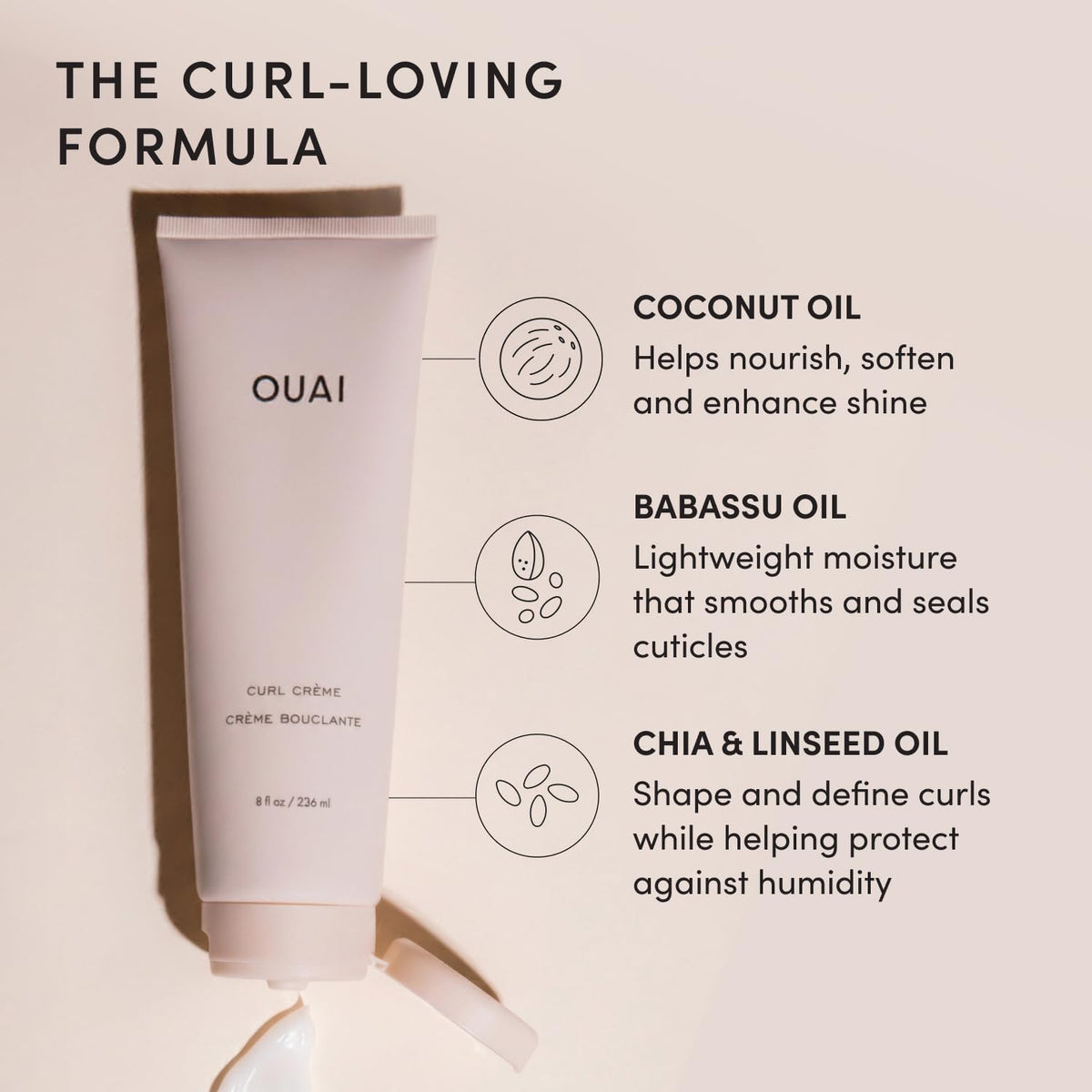 OUAI curl cream used on dry curls to refresh and add shine mid-day
