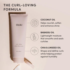 OUAI curl cream used on dry curls to refresh and add shine mid-day
