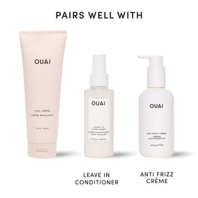 OUAI curl cream on bathroom shelf demonstrating everyday styling accessibility