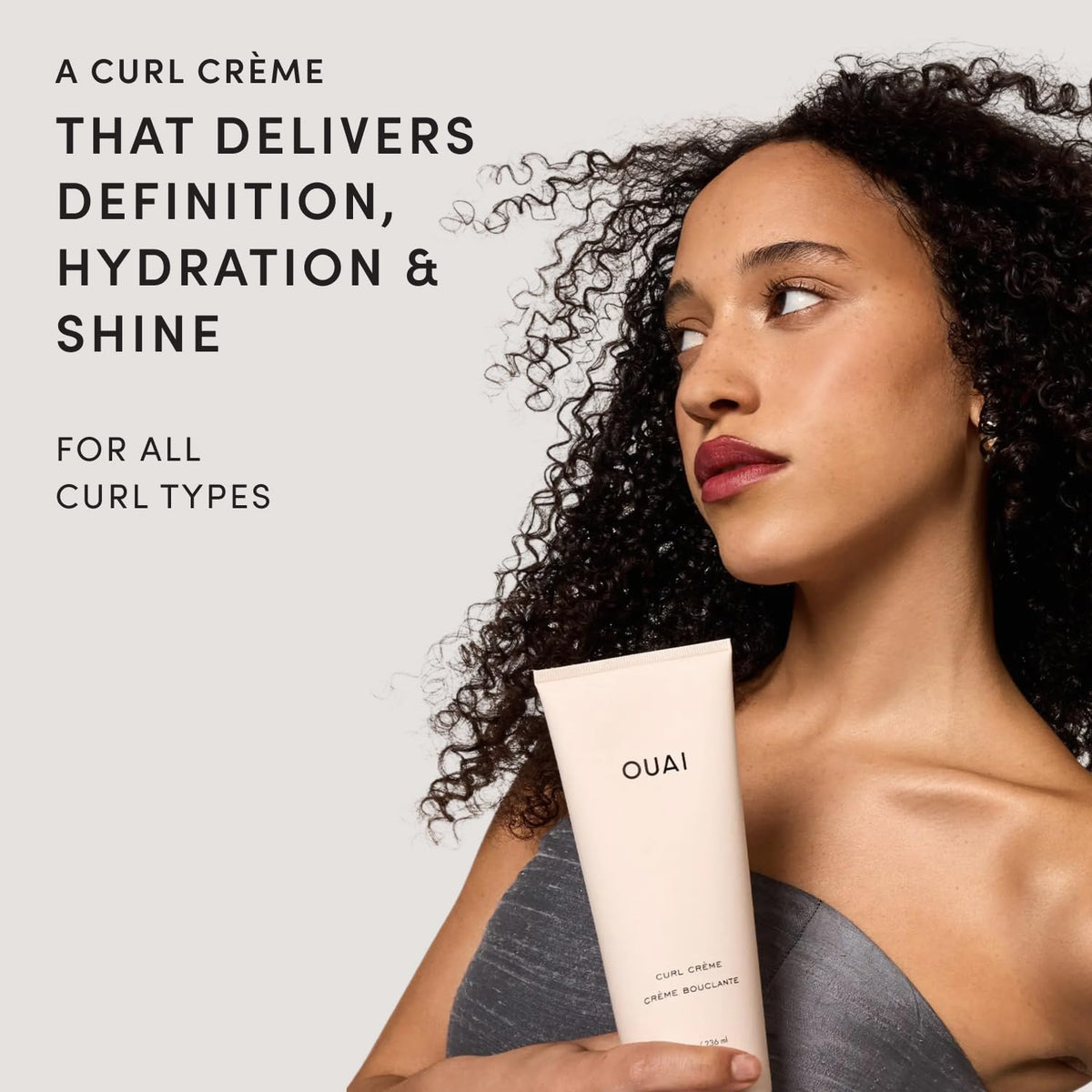 OUAI curl cream texture closeup highlighting creamy consistency and blendability