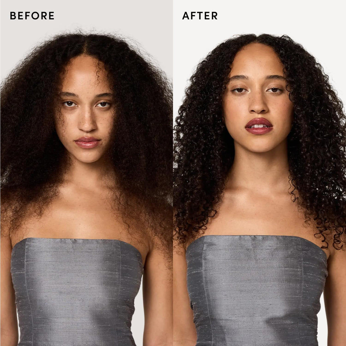 OUAI curl cream applied to wet hair showcasing definition and reduced frizz