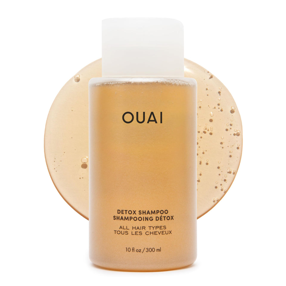 OUAI detox shampoo front packaging showing clean design and clear benefits