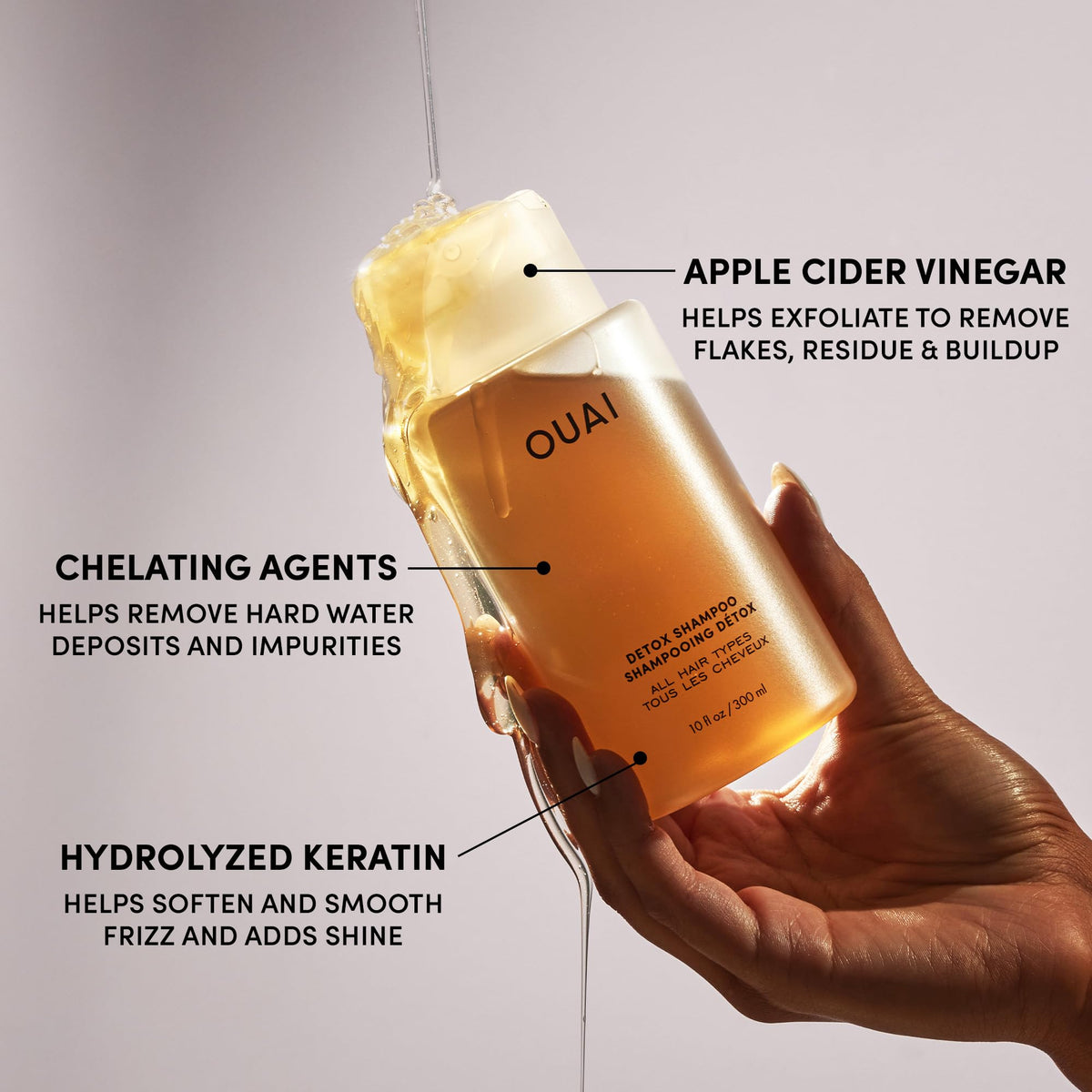 OUAI detox size comparison next to standard bottle highlighting value