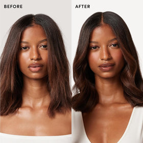 OUAI bottle label detail highlighting keratin and shea benefits