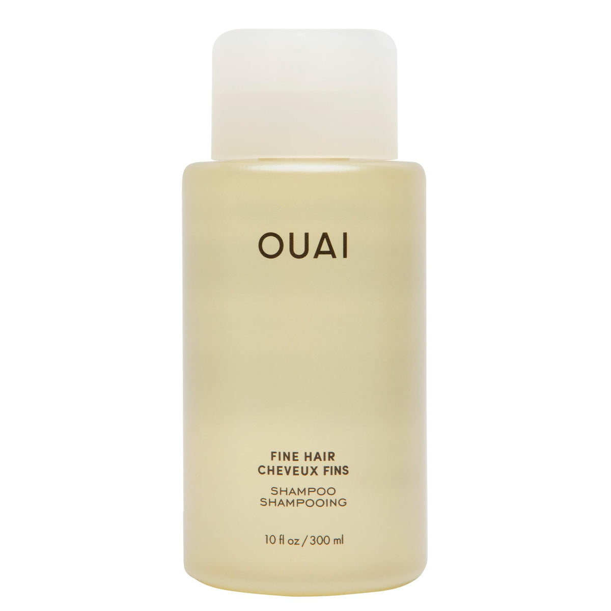 OUAI bottle front view showing product label and volume benefits