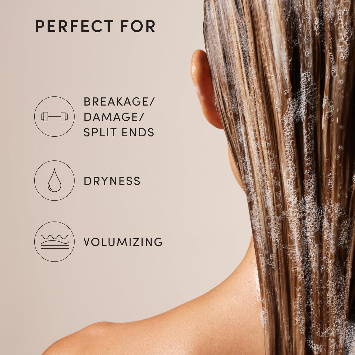 OUAI shampoo droplet on skin showing texture and nourishing chia oil benefit