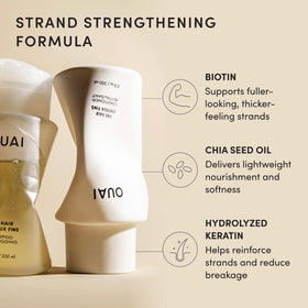 OUAI chia seeds and oil shot highlighting nourishing ingredient benefits