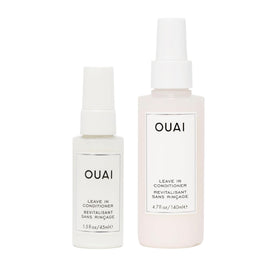 OUAI front view of full pump and travel bottle, convenient styling duo