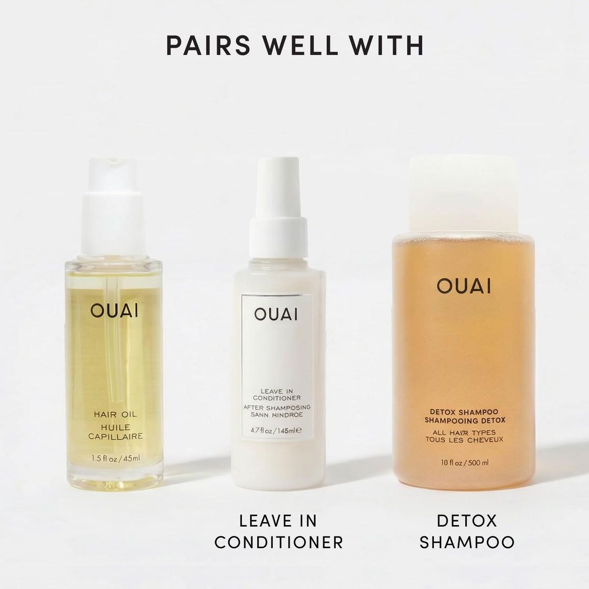 OUAI oil in palm ready to apply for instant shine and manageability