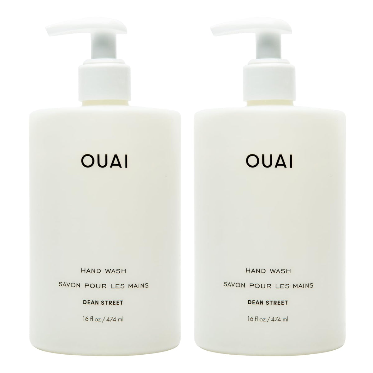OUAI hand wash front packaging showing label and pump, premium everyday soap