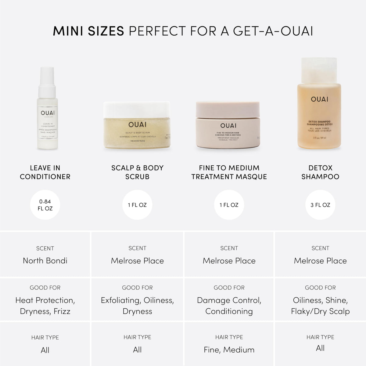 OUAI Leave In Conditioner spray close-up demonstrating lightweight detangling benefit