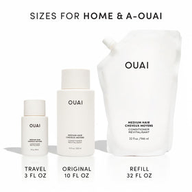 OUAI medium conditioner before and after medium hair illustrating improved shine and reduced frizz