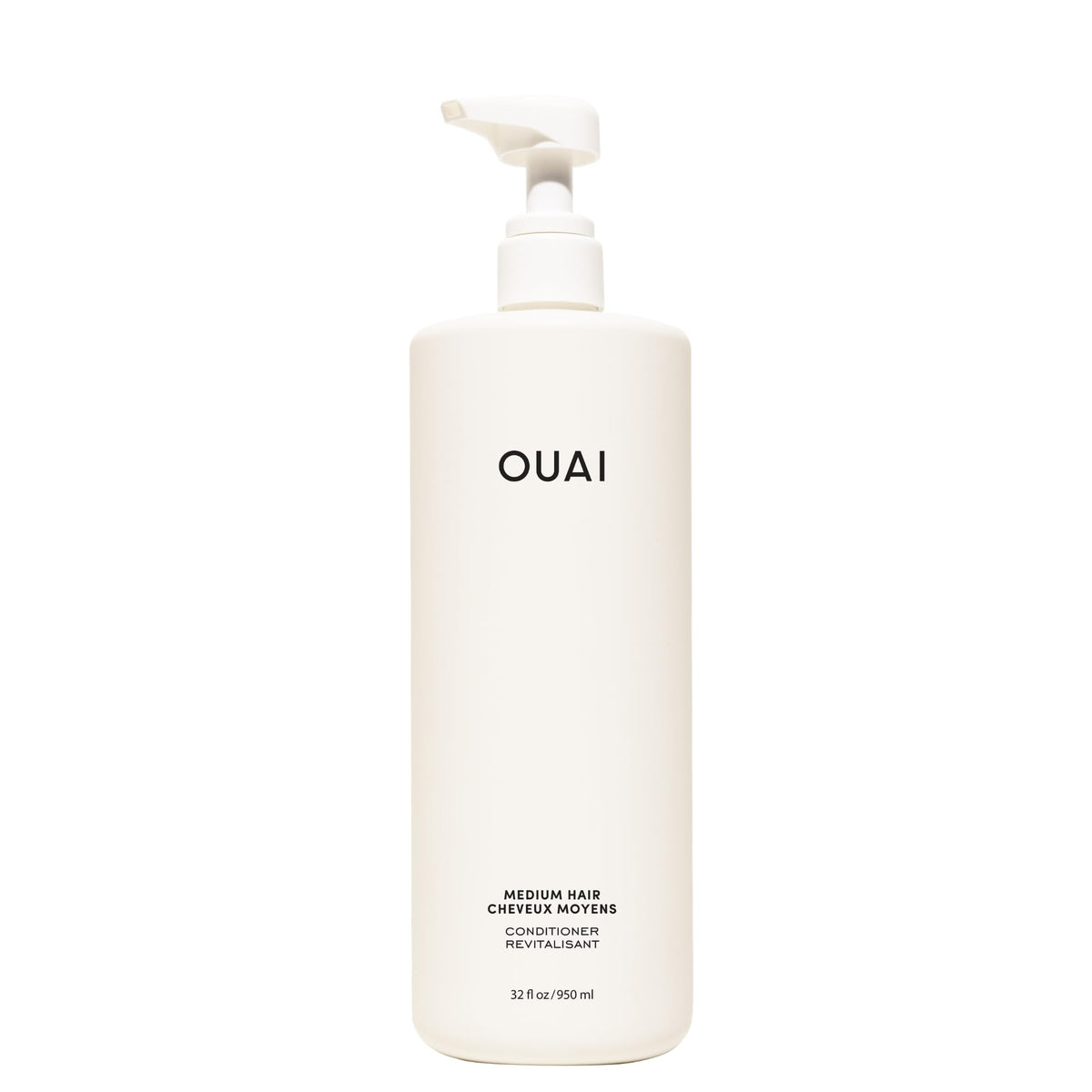 OUAI medium conditioner front bottle showing packaging and size benefit