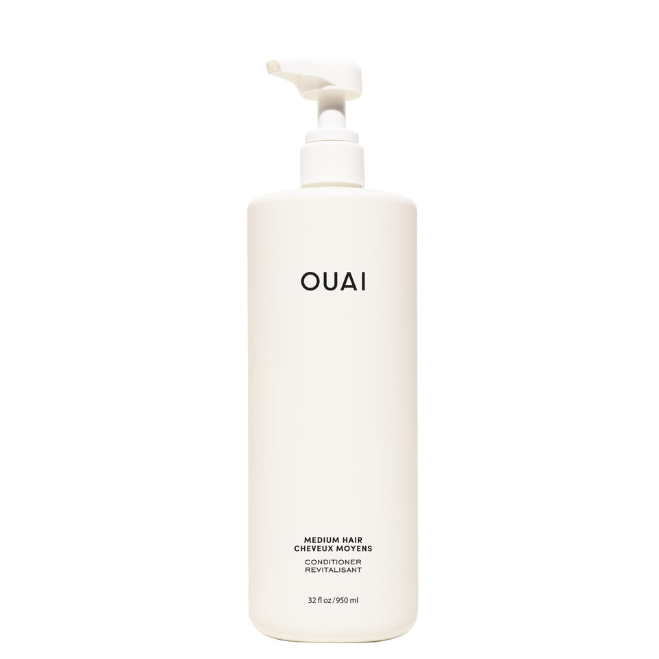 OUAI medium conditioner front bottle showing packaging and size benefit