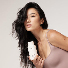 OUAI medium conditioner kumquat ingredient close-up highlighting natural shine boost