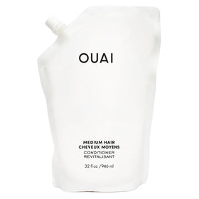 OUAI medium conditioner refill front label showing product benefits