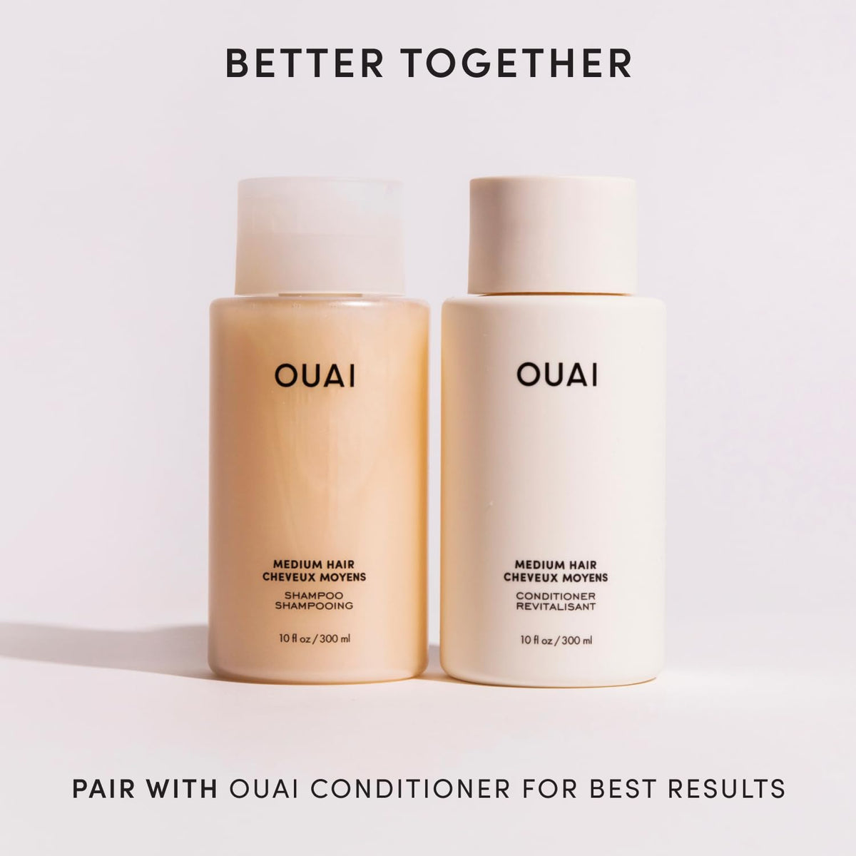 OUAI medium shampoo foam and lather closeup, shows effective gentle cleansing without drying