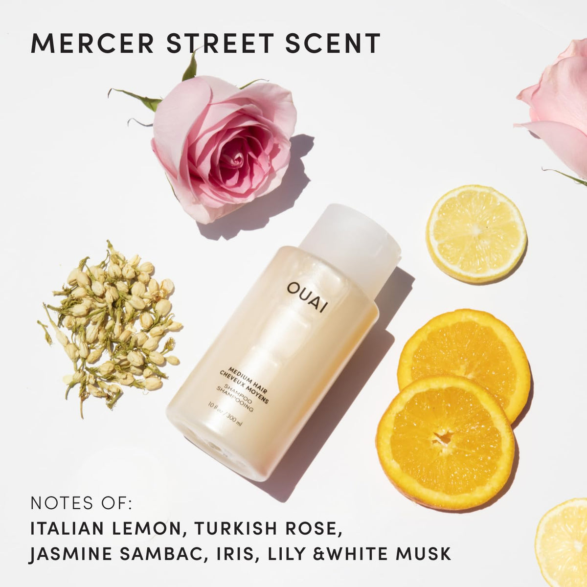 OUAI shampoo lather texture close-up, benefit: gentle foaming for cleansing