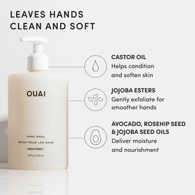 OUAI oils flatlay features jojoba avocado rose hip for hydration benefit