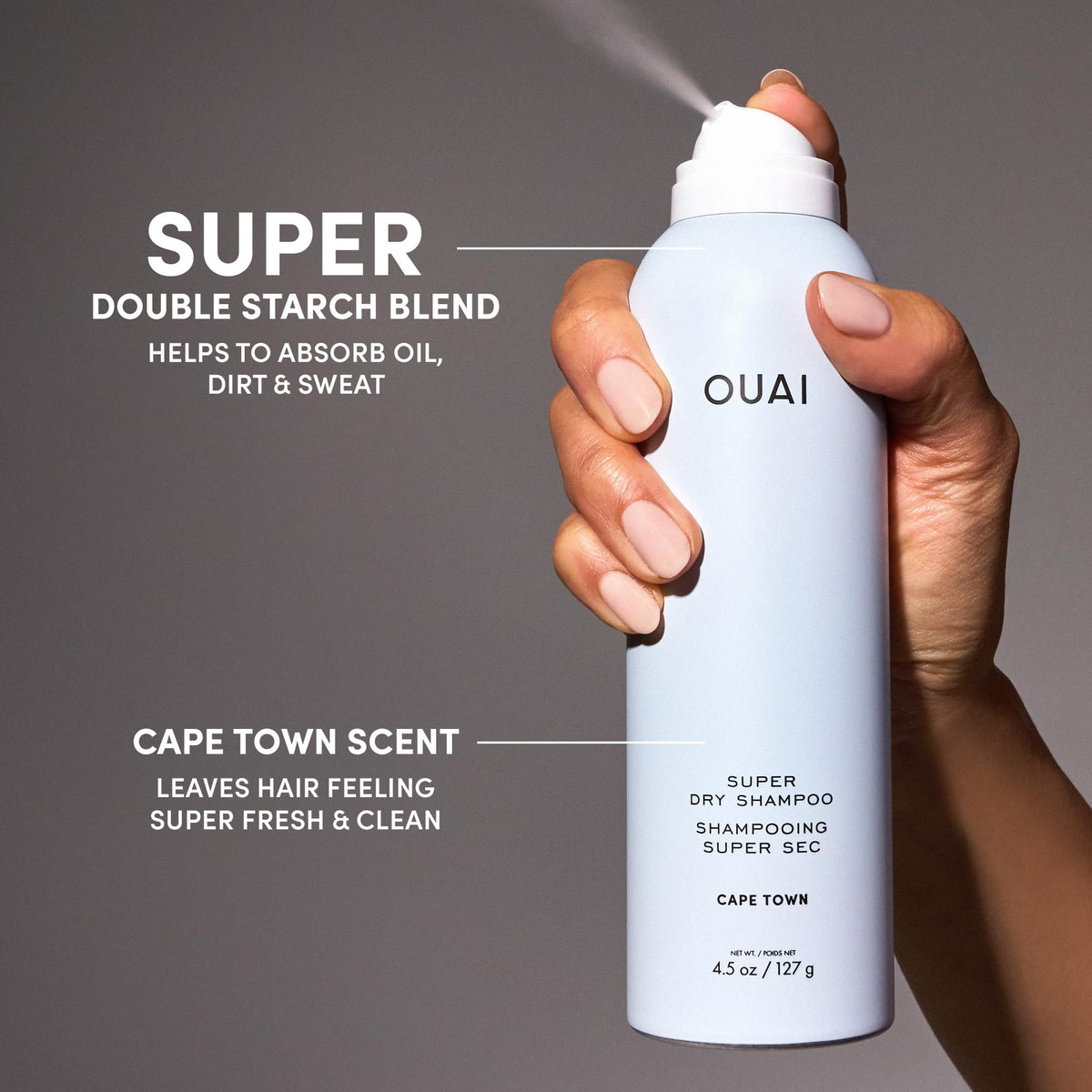 OUAI can packed in carryon illustrating travel-ready convenience