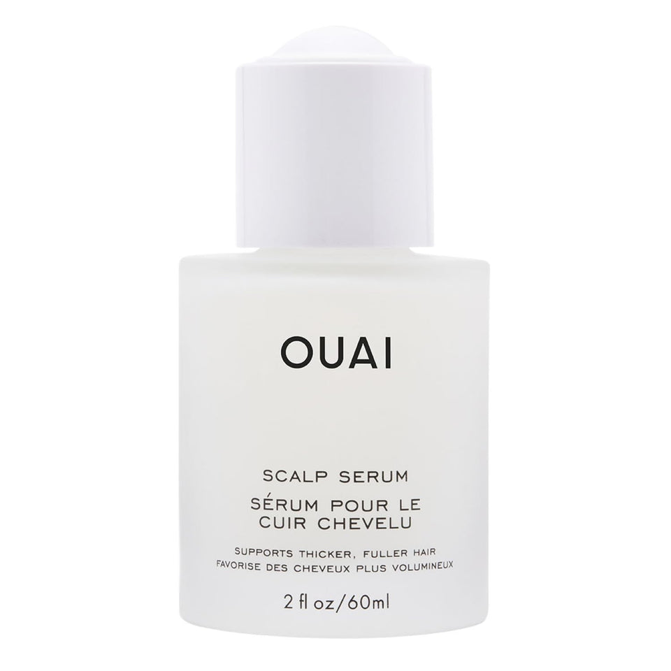 OUAI front packaging of scalp serum showing bottle and label benefits