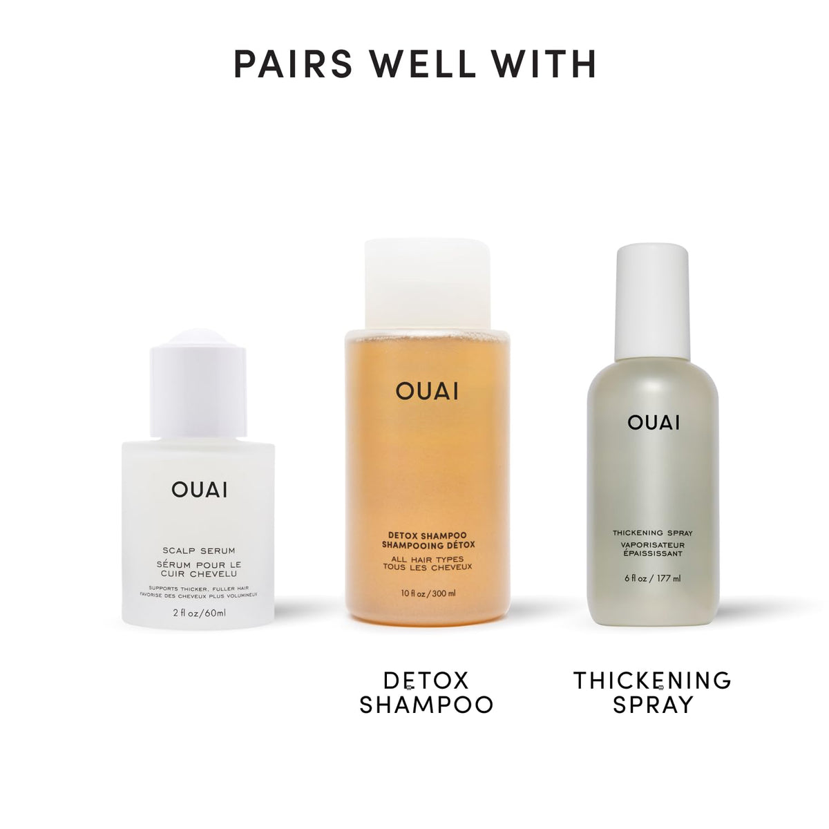 OUAI serum on fingertip illustrating lightweight feel and quick absorption
