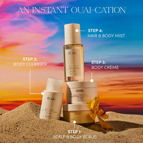 OUAI scent concept still life with rose and bergamot suggesting fragrance benefit