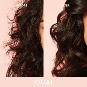 OUAI 10 oz detox and 1 oz crème size comparison shows travel-friendly benefit