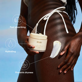 OUAI whipped body cream texture close-up showing rich hydration