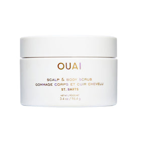 OUAI front packaging of St. Barts travel scrub showing size and branding benefits