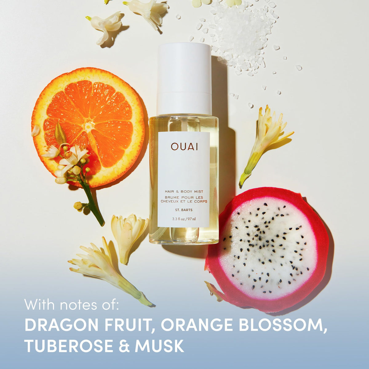 OUAI products held in hand for size comparison and travel convenience